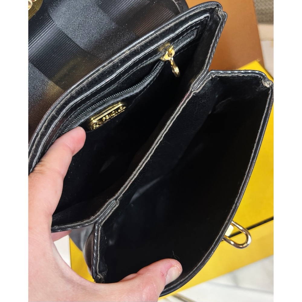 Fendi S.A.S. Black Vintage Pequin Top Handle w/ Crossbody Strap - Picture 6 of 10